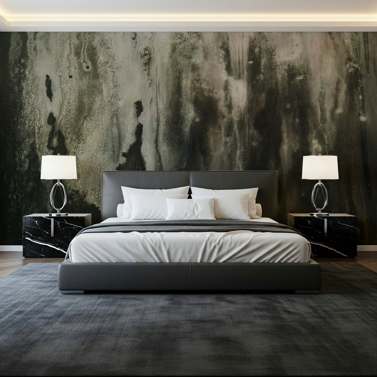 Misty Waterfall Wall Mural close-up, tranquil flowing water scene detail., GD6115