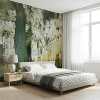 A graceful subtle light wall mural in cool, natural tones.