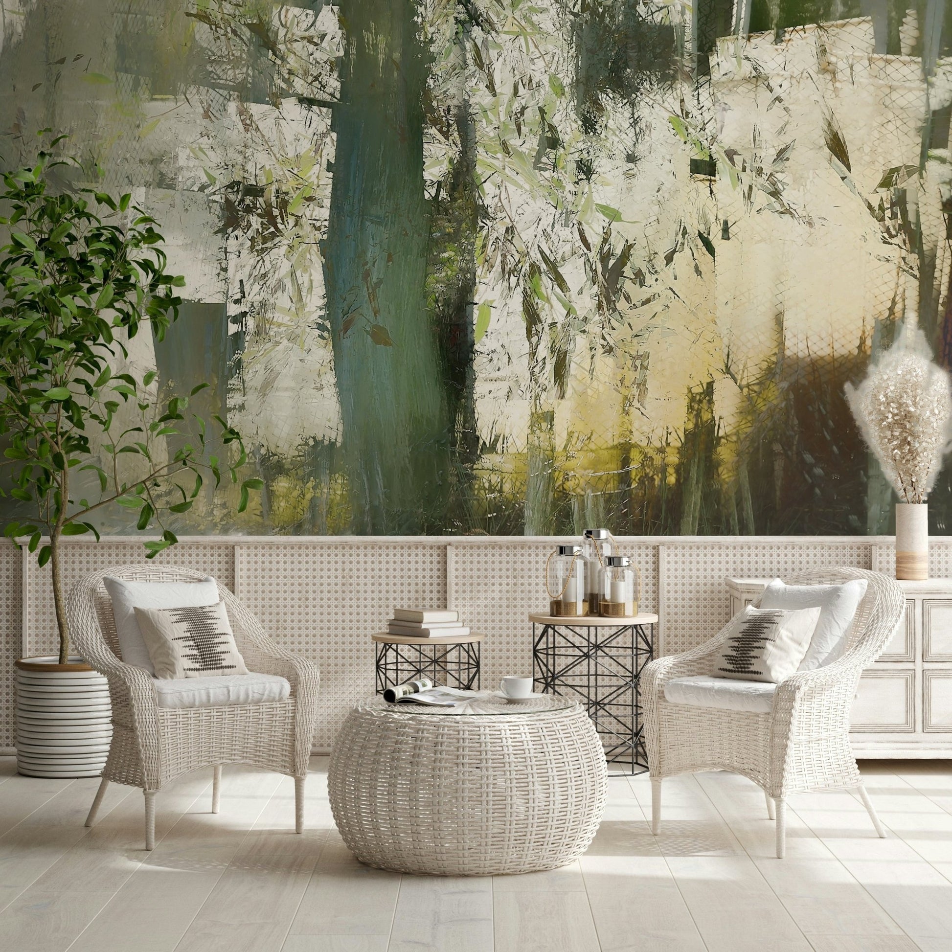 A contemplative gentle haze wallpaper mural for a feature wall.