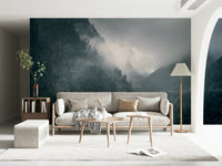 Enigmatic, dense hillside mural, presenting the Misty Woodland Cascade.