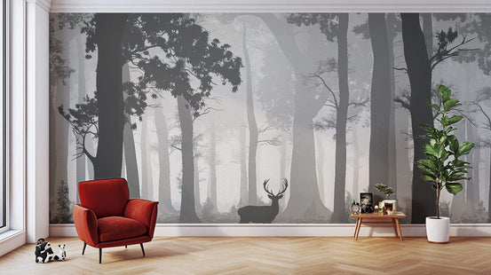 Graceful deer in woodland wallpaper D119
