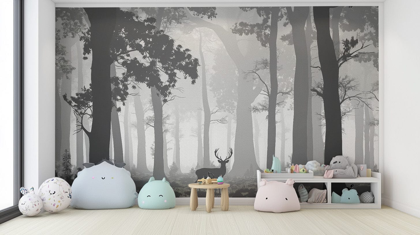 Nature-inspired misty forest wallpaper
