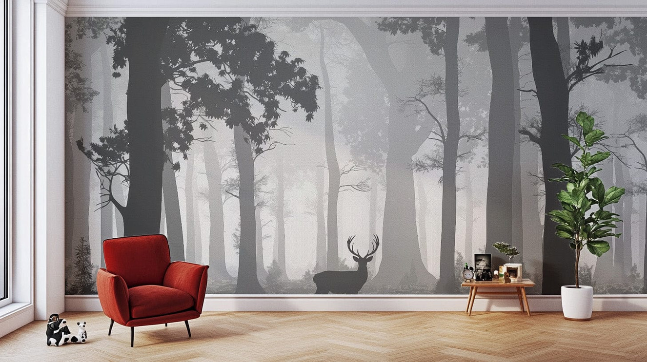 Graceful deer in woodland wallpaper
