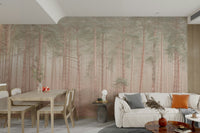 The image shows an artistic impression of a serene forest with a misty glow.

