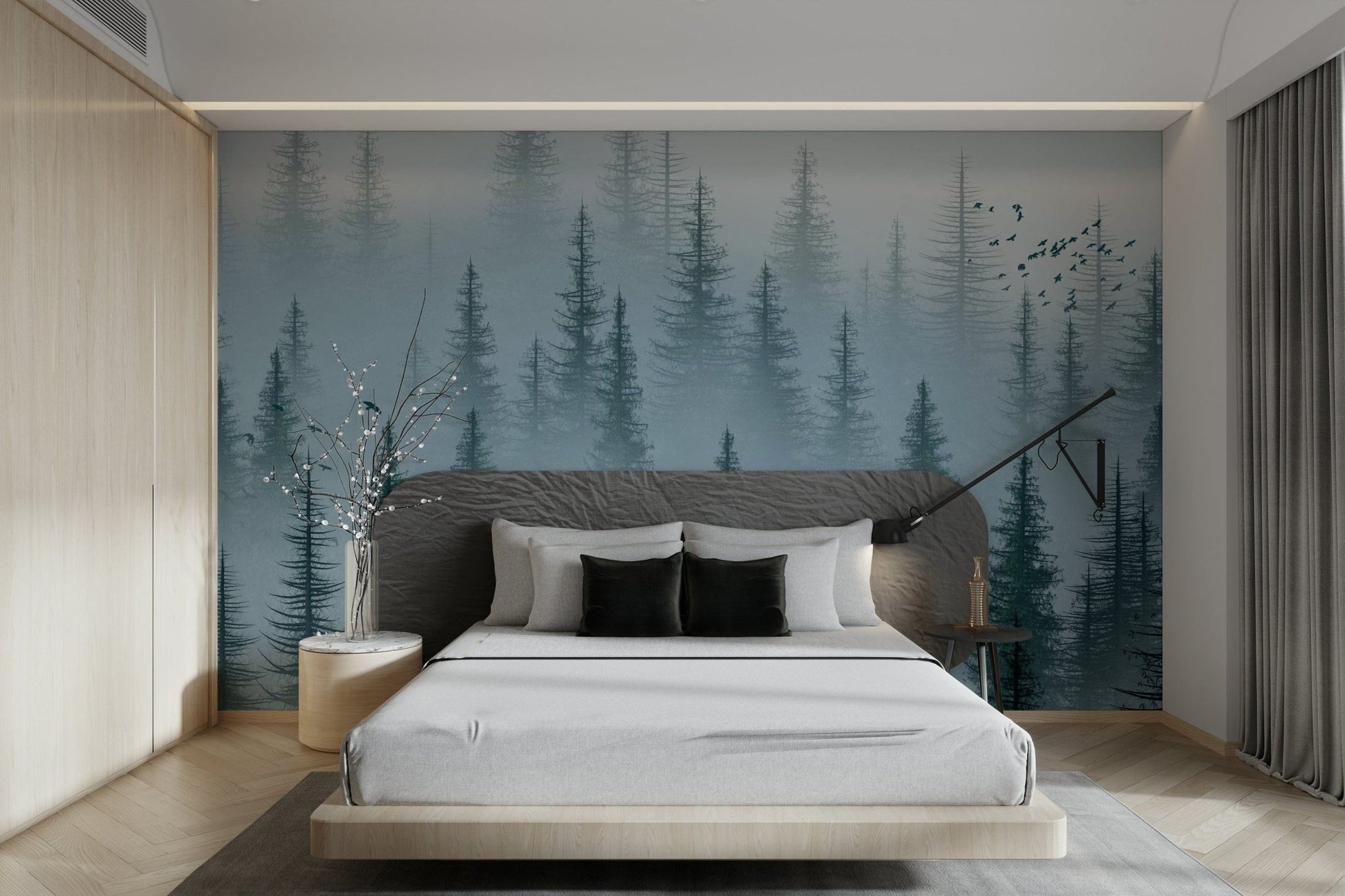 calm misty jungle wallpaper mural