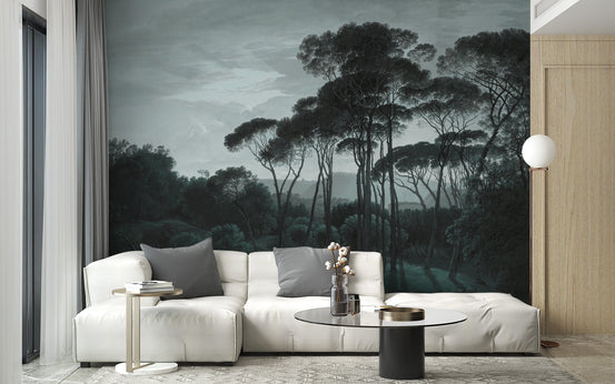 Dark Green Misty Forest Wallpaper A474
