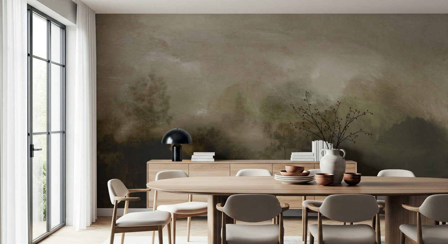 A tranquil ethereal woods wall mural for your decor.