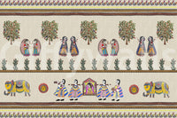 Artistic Mithila wall mural with nature-based motifs