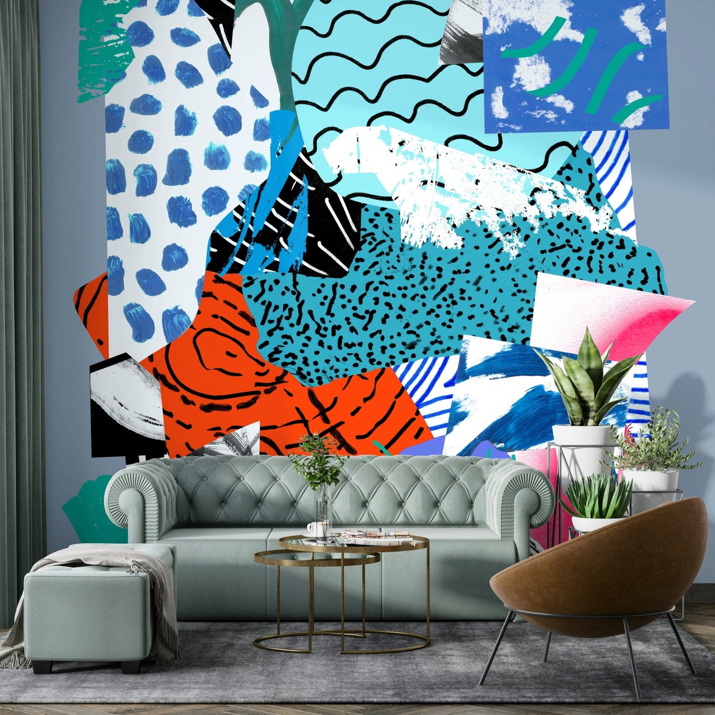 Mix Blue Wall Mural