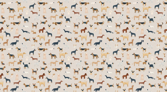 Beige Canine Parade Wallpaper