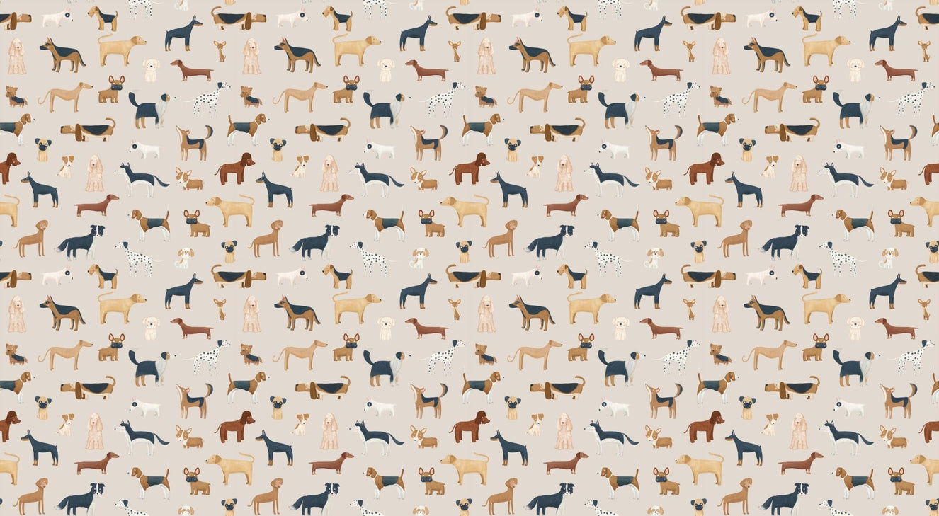 Beige Canine Parade Wallpaper