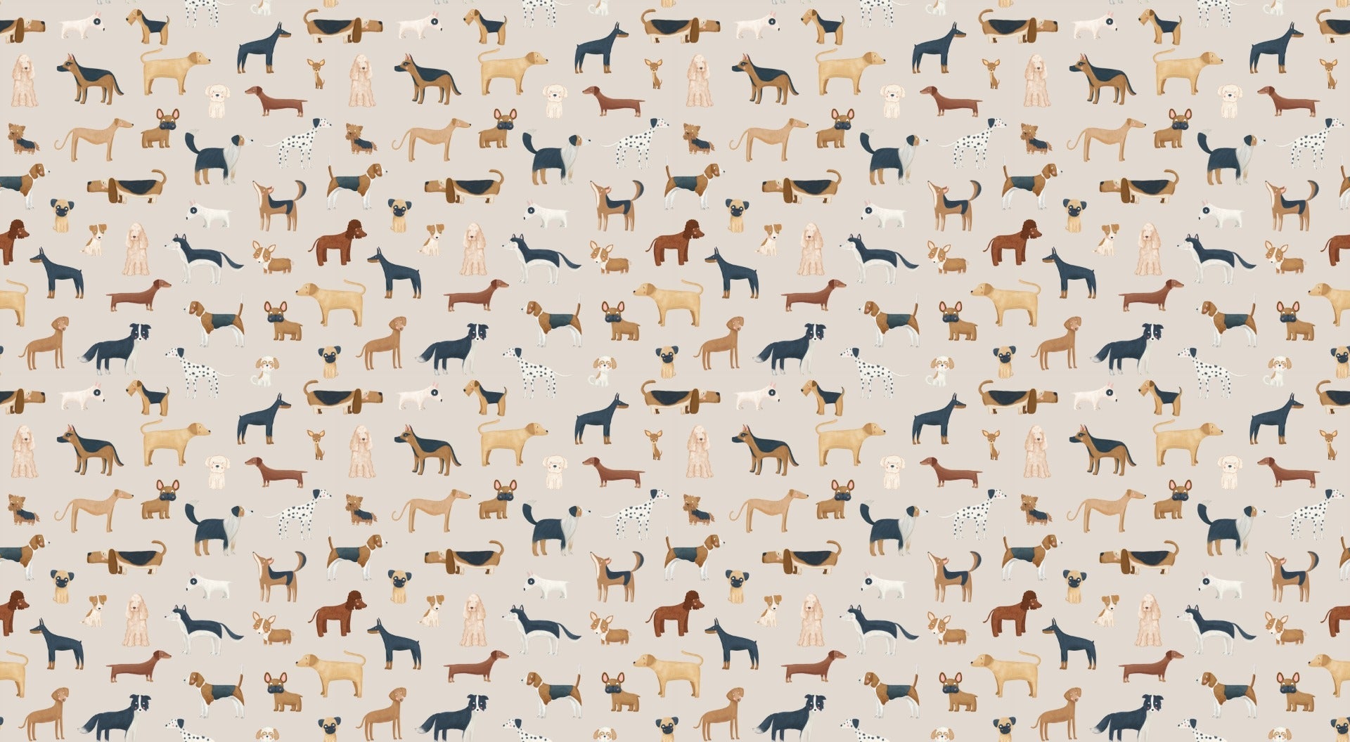 Beige Canine Parade Wallpaper