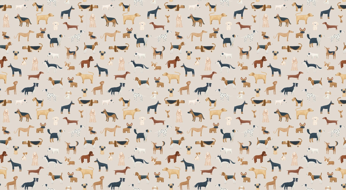Beige Canine Parade Wallpaper in your room — zoomed