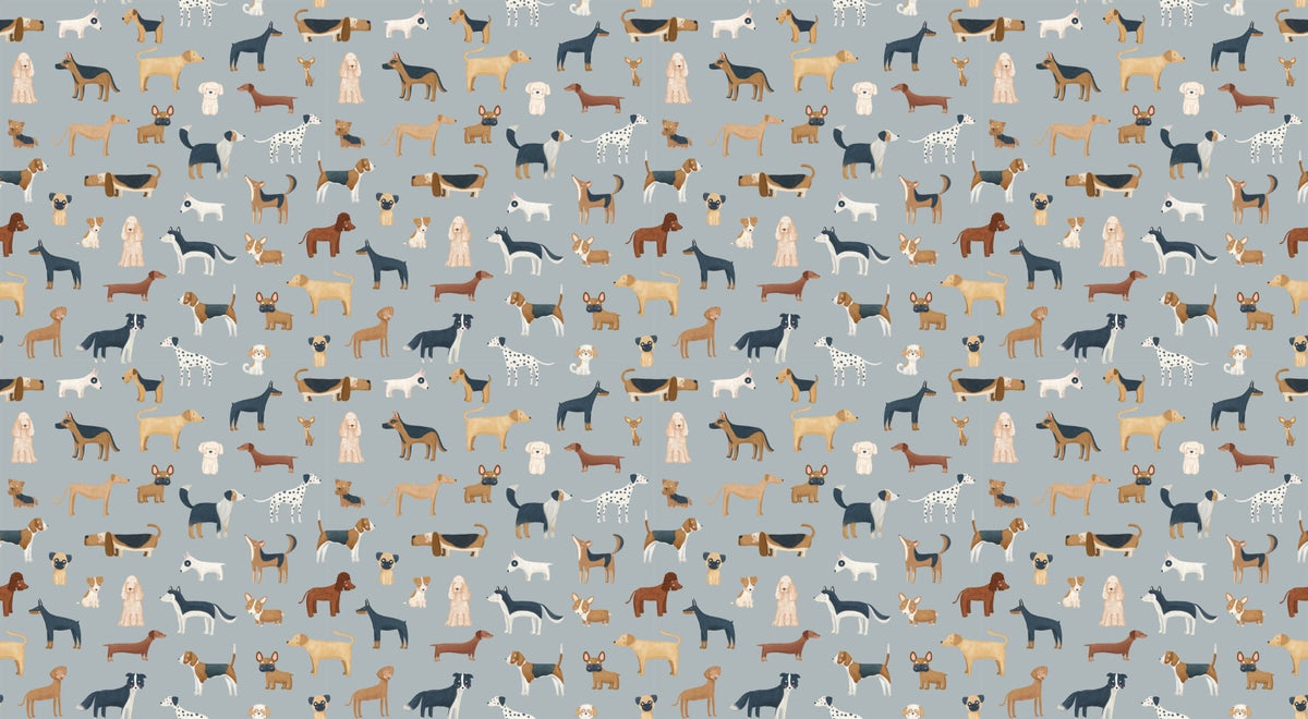 Blue Canine Medley Wallpaper in your room — zoomed