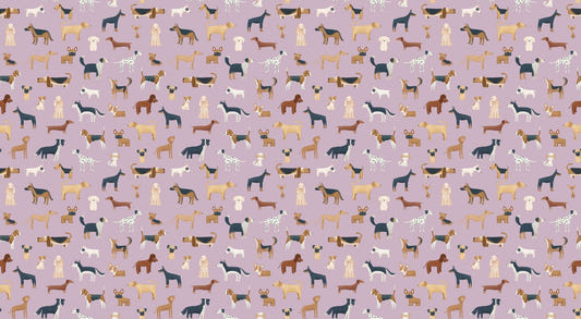 Lilac Dog Pattern Wallpaper