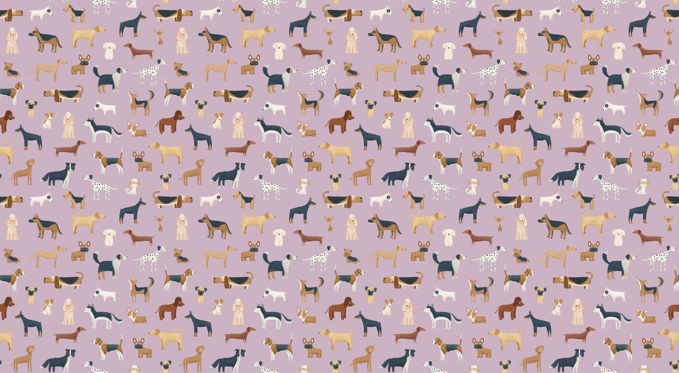 Lilac Dog Pattern Wallpaper
