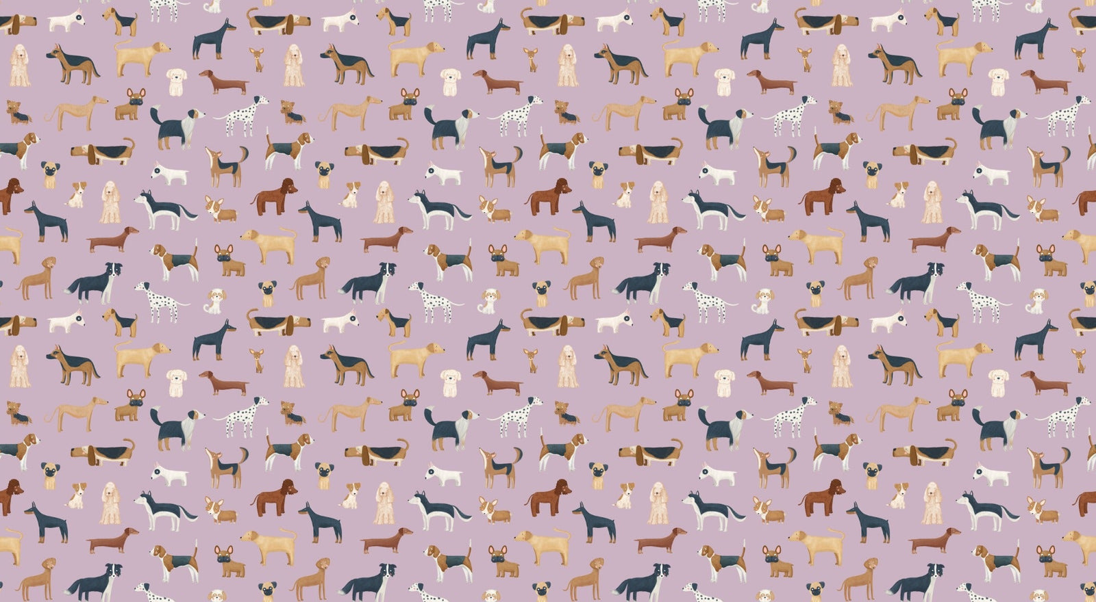 Lilac Dog Pattern Wallpaper