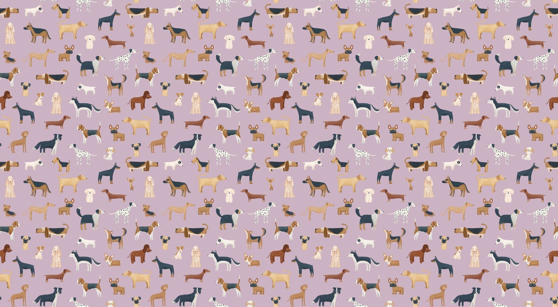 Lilac Dog Pattern Wallpaper