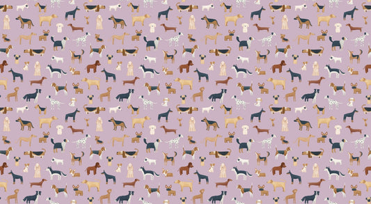 Lilac Dog Pattern Wallpaper