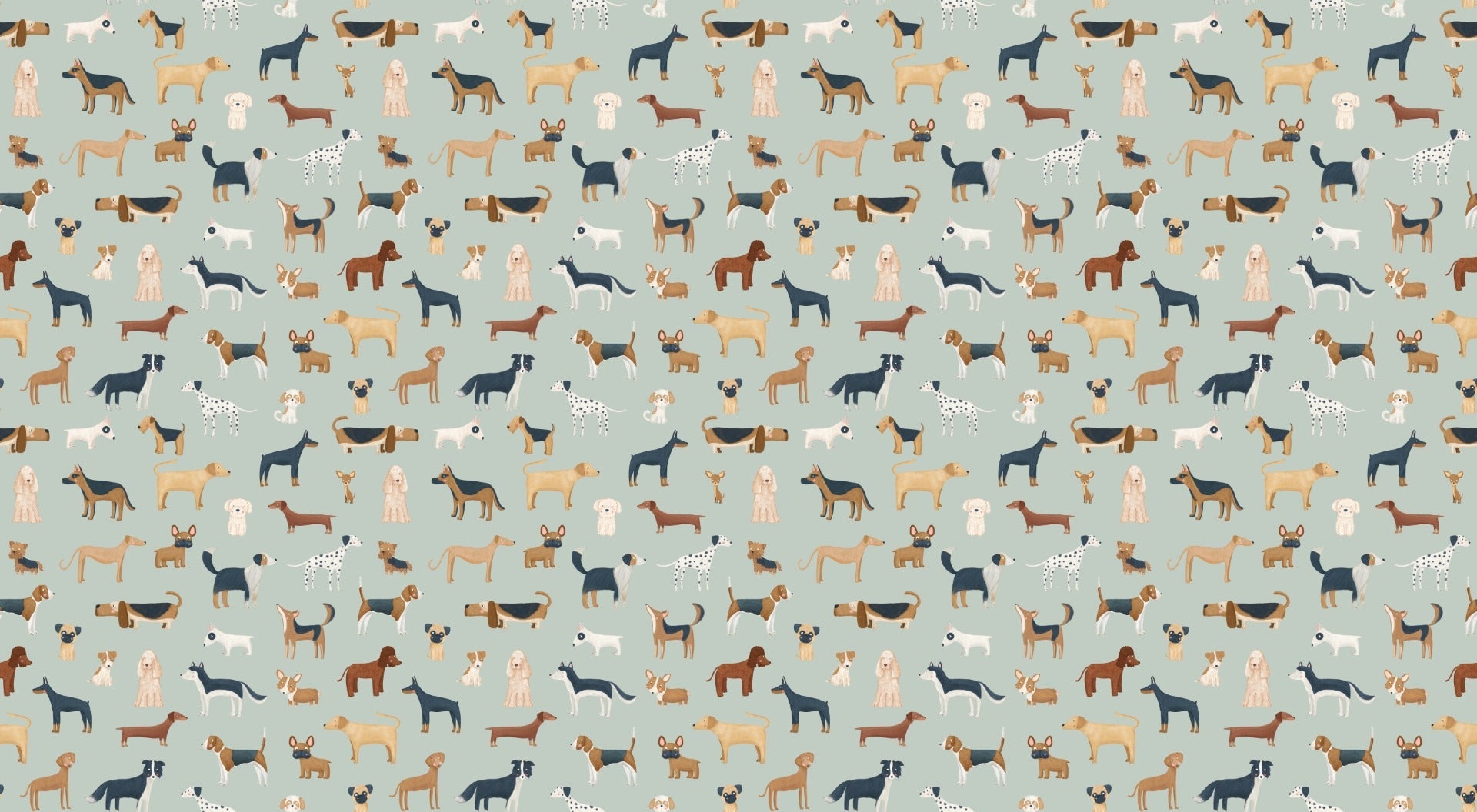 Green Canine Parade Wallpaper