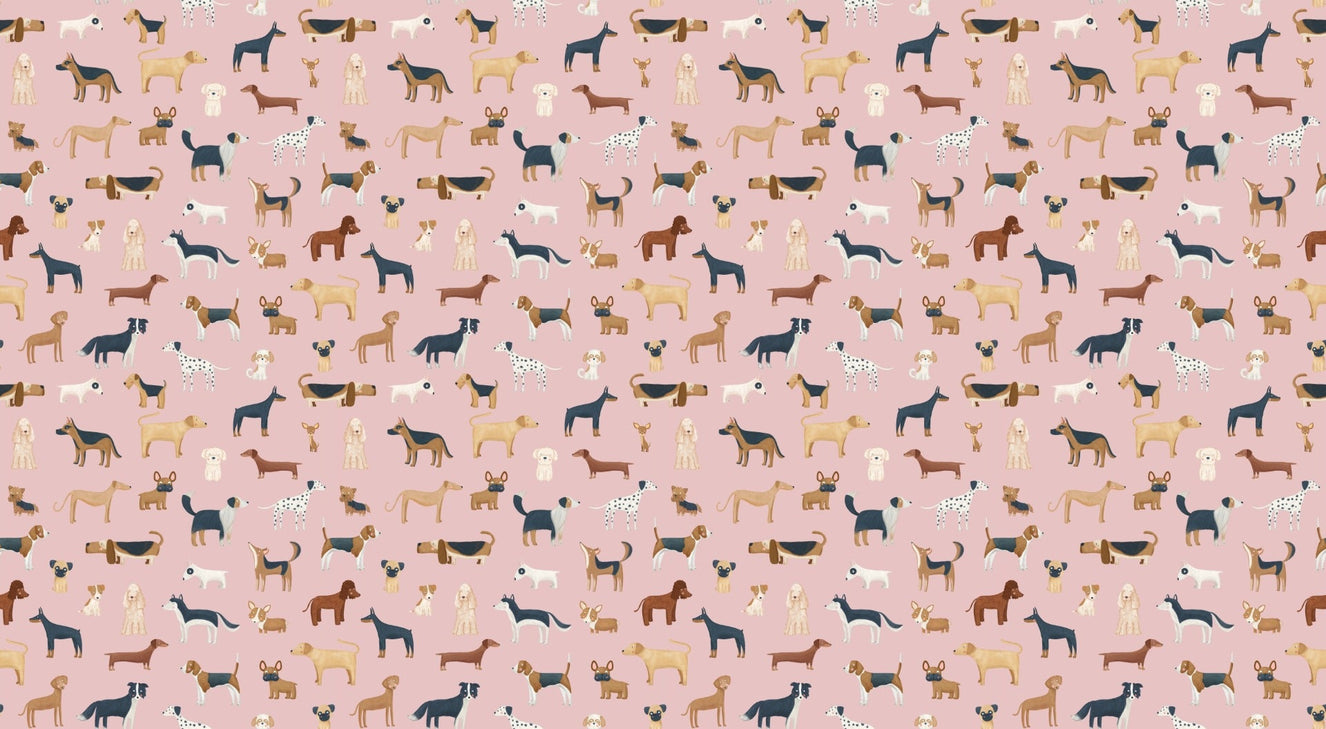 Hounds in Hues Pink Wallpaper