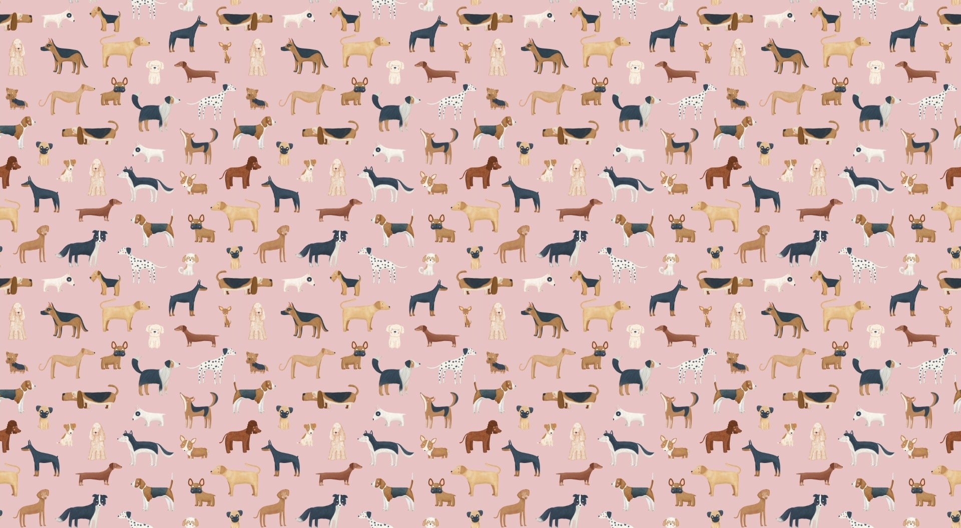 Hounds in Hues Pink Wallpaper
