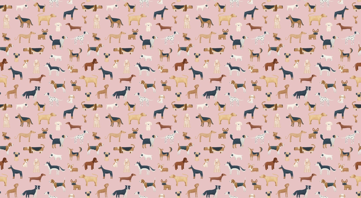 Hounds in Hues Pink Wallpaper in your room — zoomed