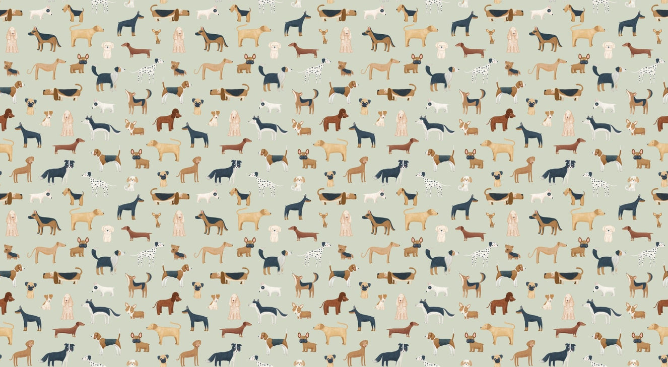Verdant Pup Parade Wallpaper