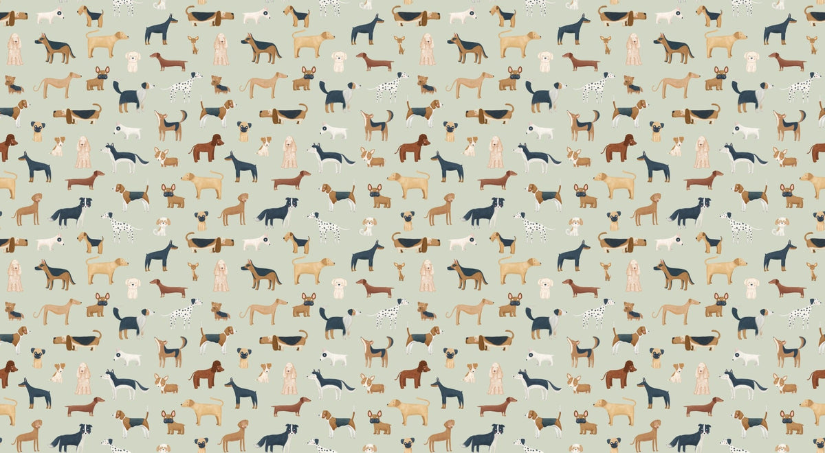 Verdant Pup Parade Wallpaper in your room — zoomed