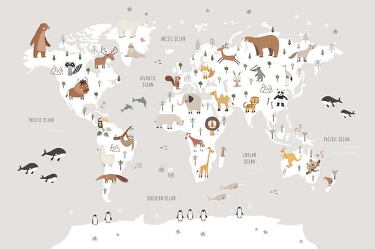 Magical World Map of Animals wallpaper