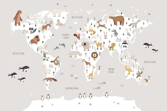 Magical World Map of Animals wallpaper