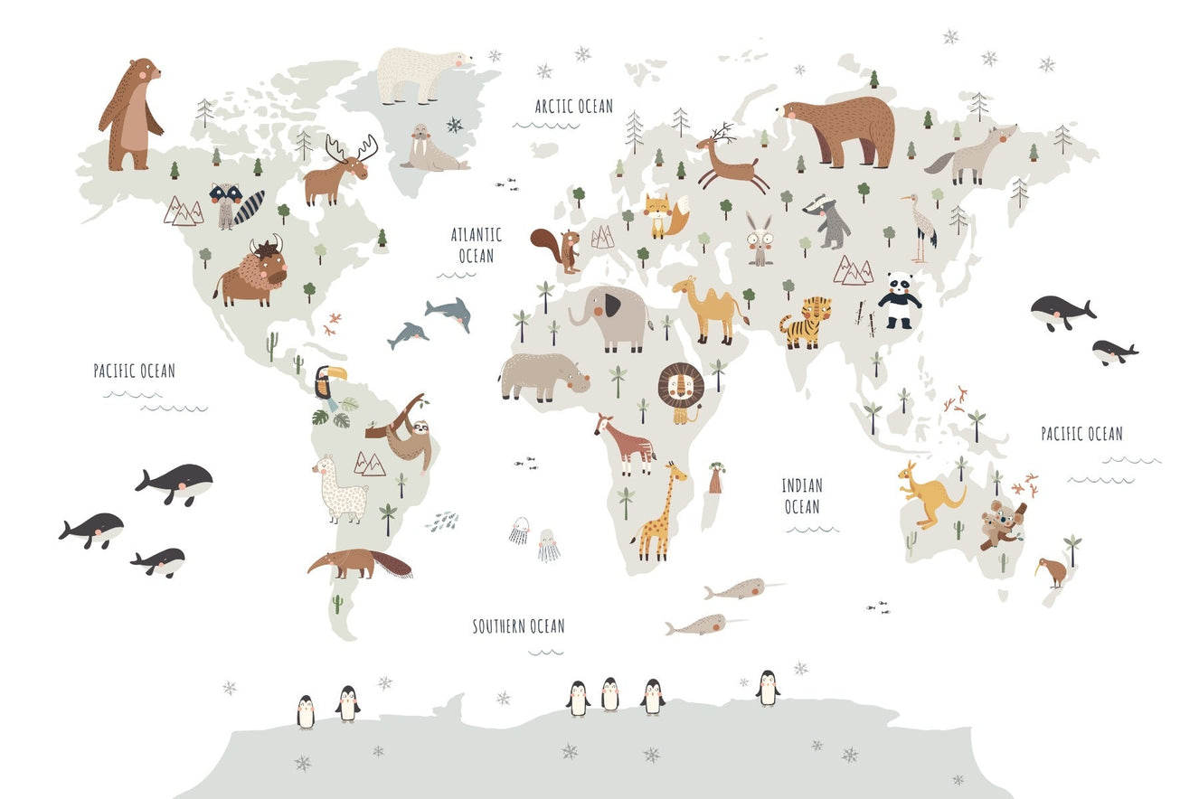 World Map Animal Wallpaper