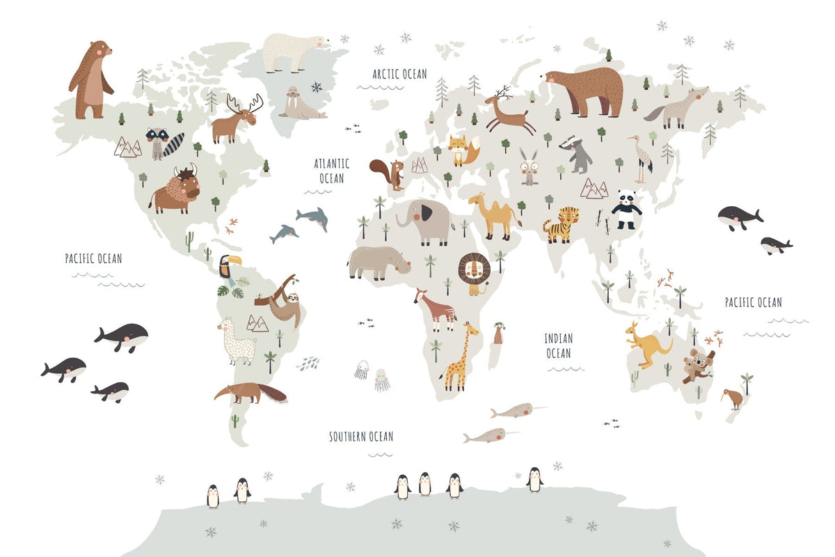 World Map Animal Wallpaper
