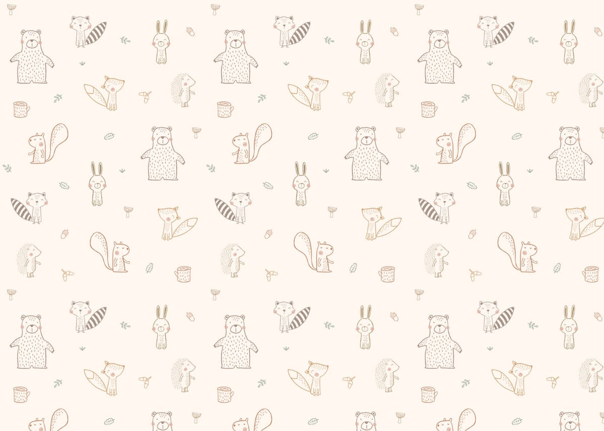 dazzling Forest Friends Pastel Wallpaper in your room — zoomed