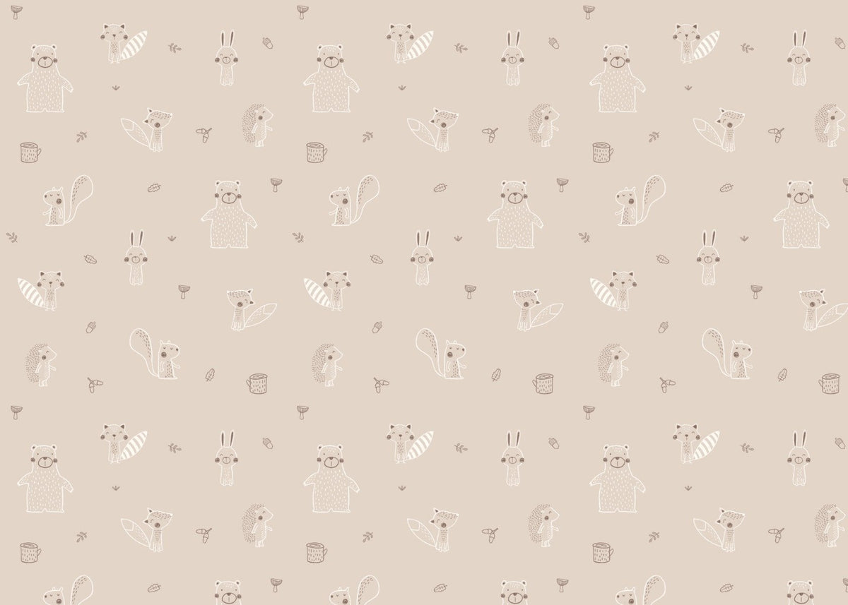 mystical Forest Friends Beige wallpaper