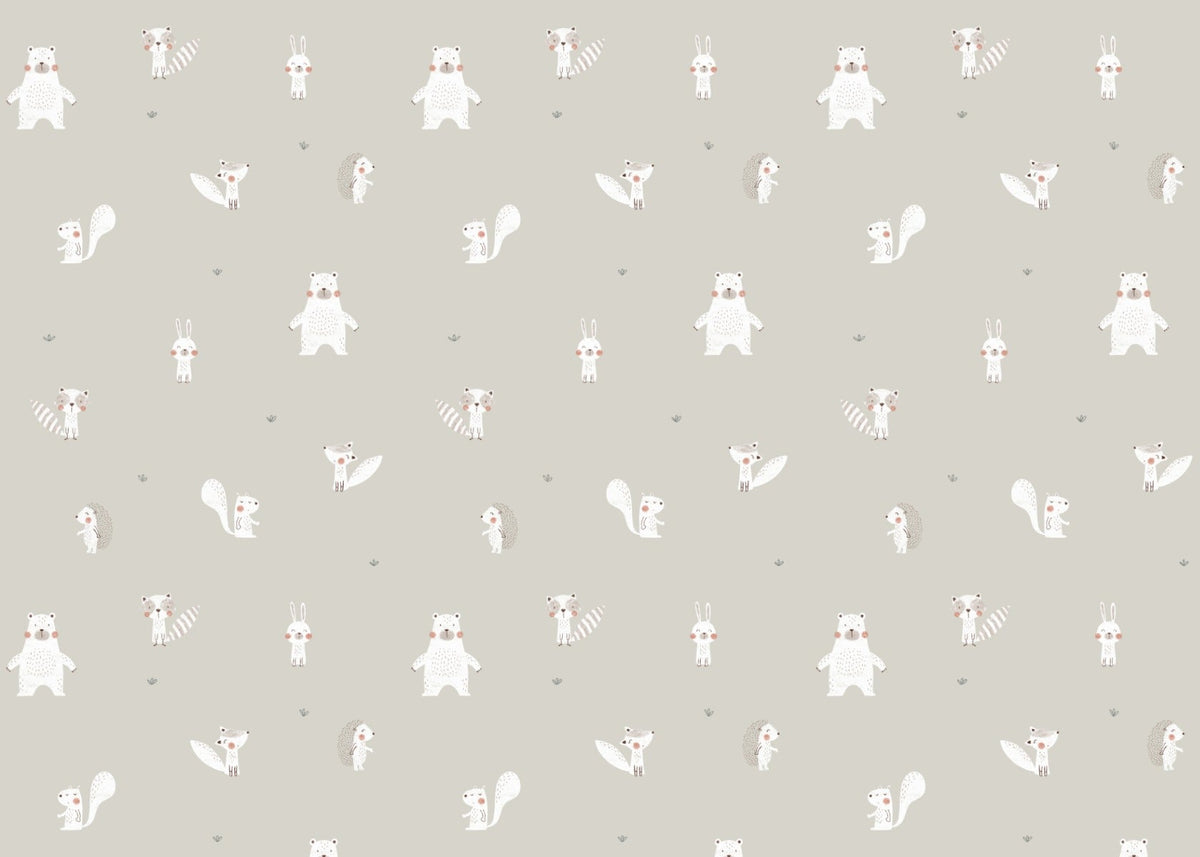 White Color Forest Animals Wallpaper in your room — zoomed