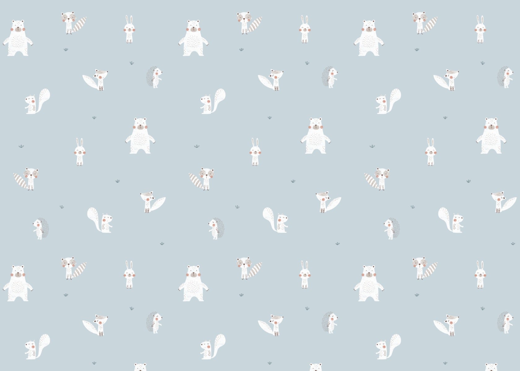 Forest Animals Blue Wallpaper For Walls