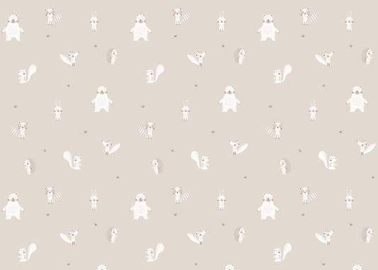 Forest Animals Beige Wallpaper For Walls