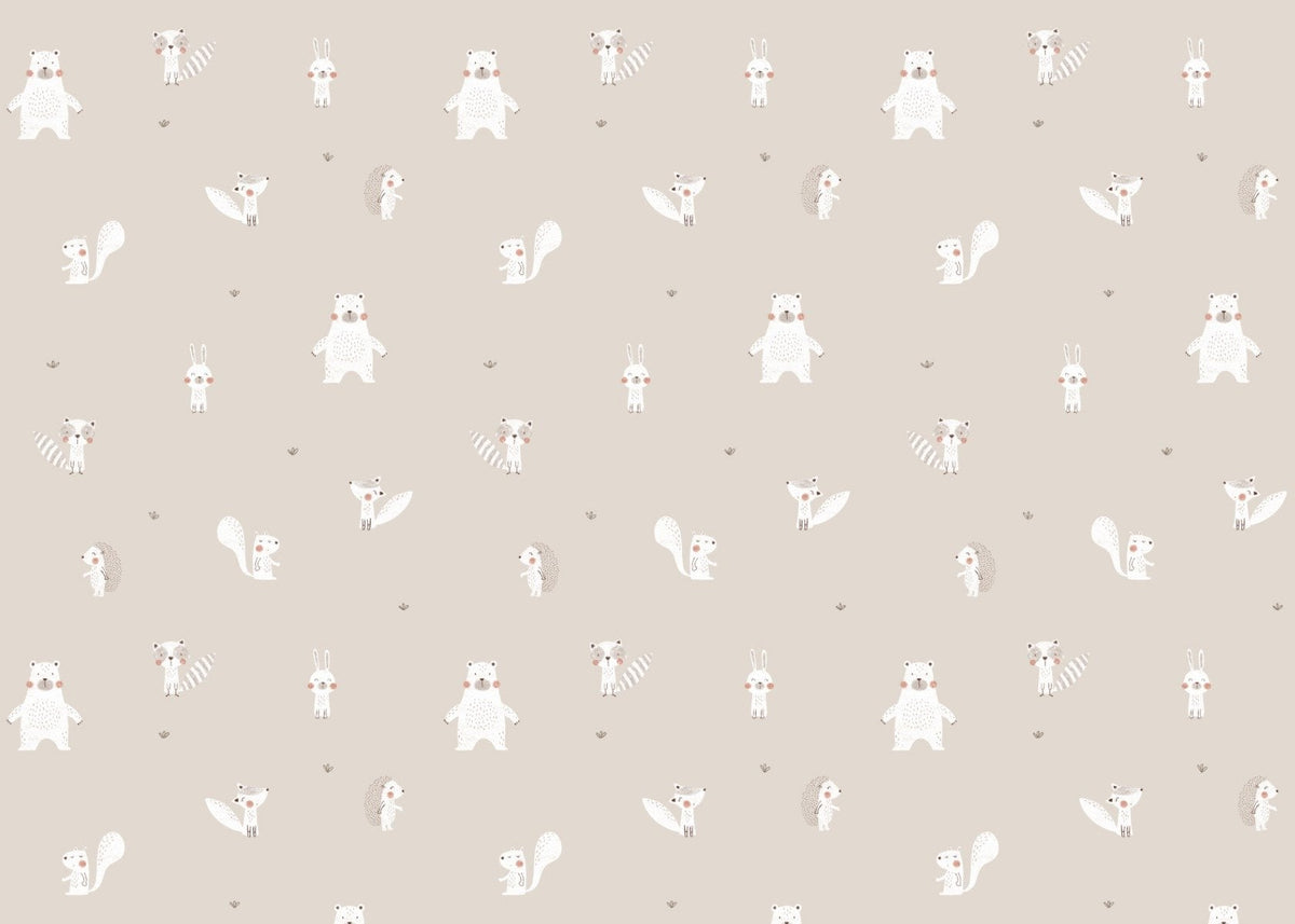 Forest Animals Beige Wallpaper For Walls