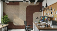 Custom Mocha Curves Design wallcovering, jute like visual effect.