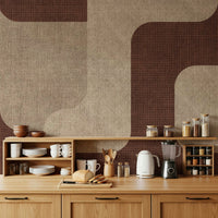 Stylish Mocha Curves Design peel and stick art, cozy interior.