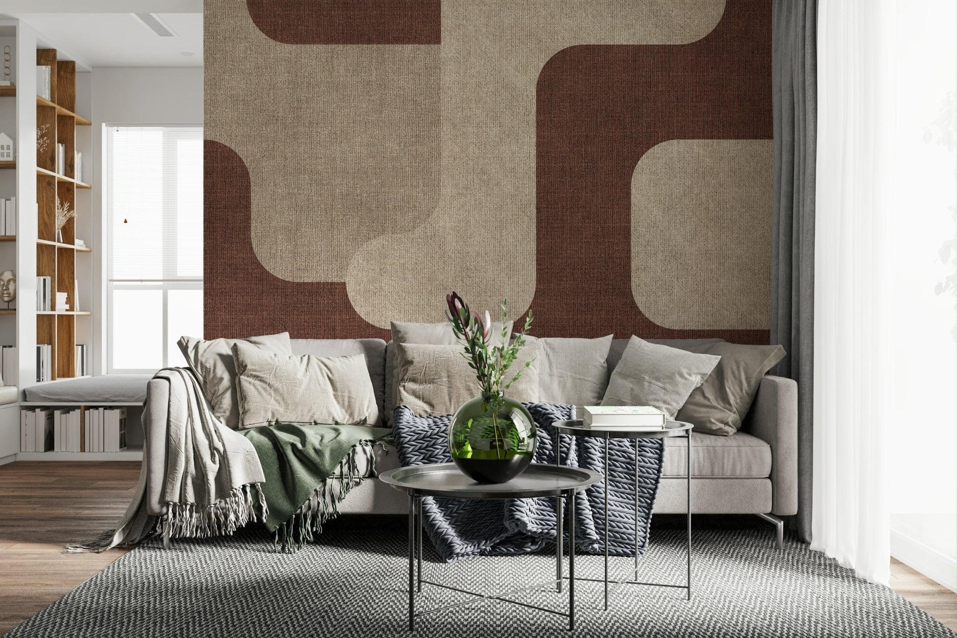 Mocha Curves Design removable wallpaper, seamless curvy design.