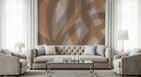 A calming abstract design wallpaper mural that defines a space.