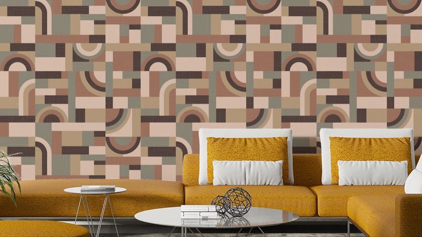 A wall mural featuring a soft, abstract pattern with a flowing, harmonious feel.

