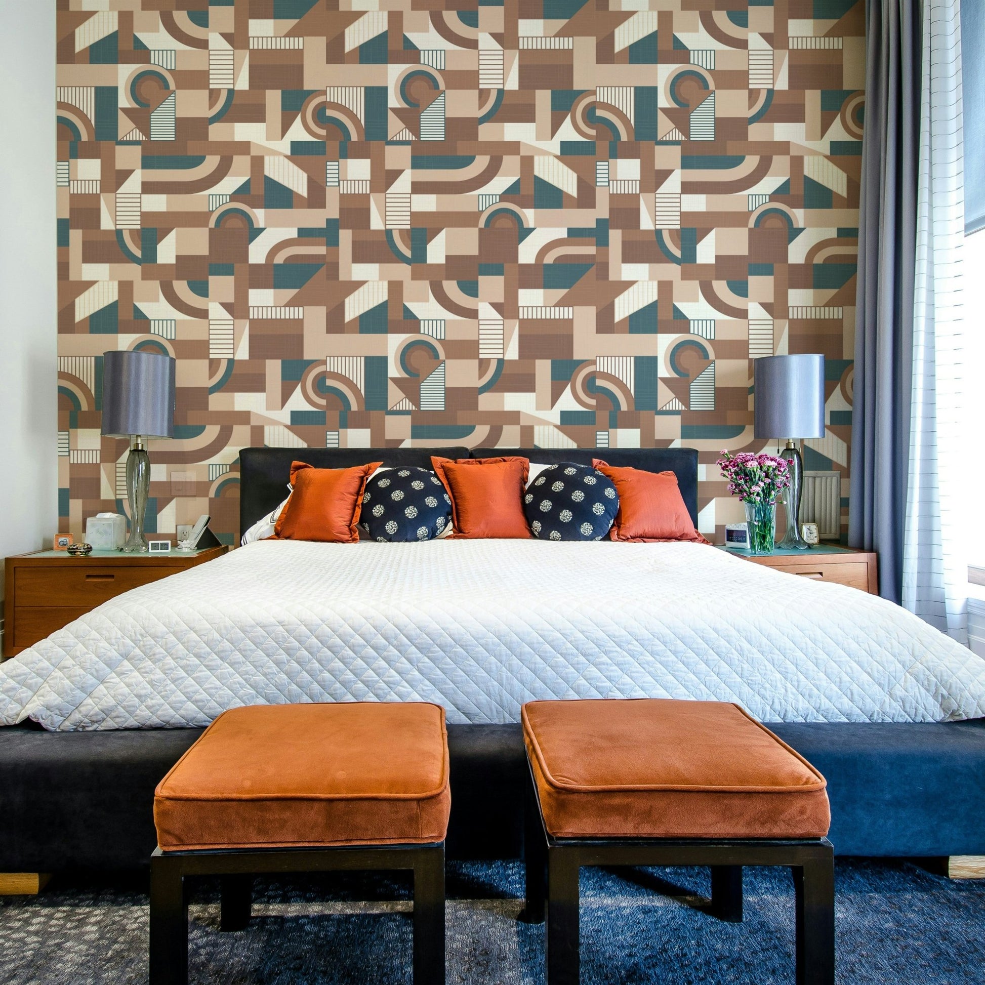 A wall mural featuring a soft, abstract pattern with a flowing, harmonious feel.

