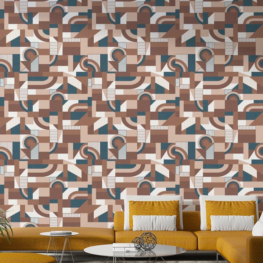 The room's lighting highlights the peaceful feel of the mural.

