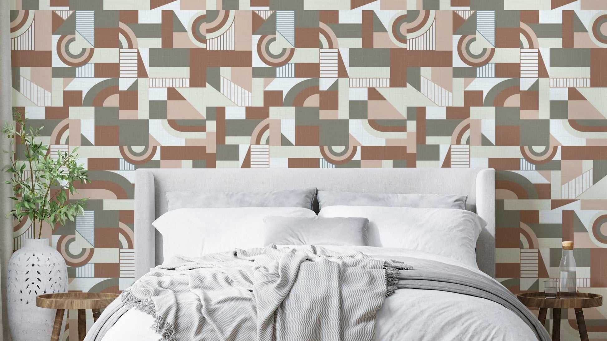 A wall mural featuring a soft, abstract pattern with a flowing, harmonious feel.

