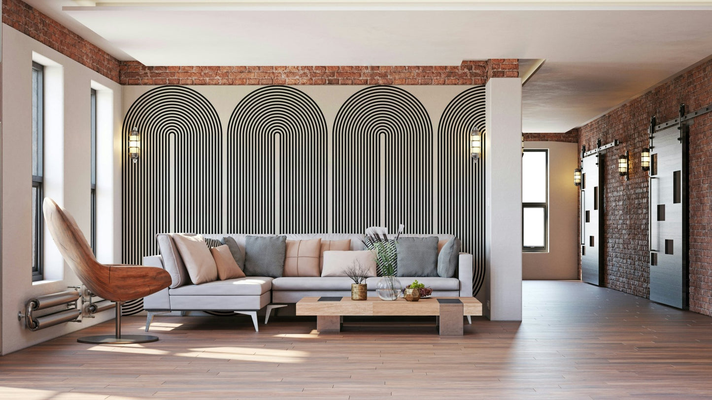 A modern chair is visible in the room.

