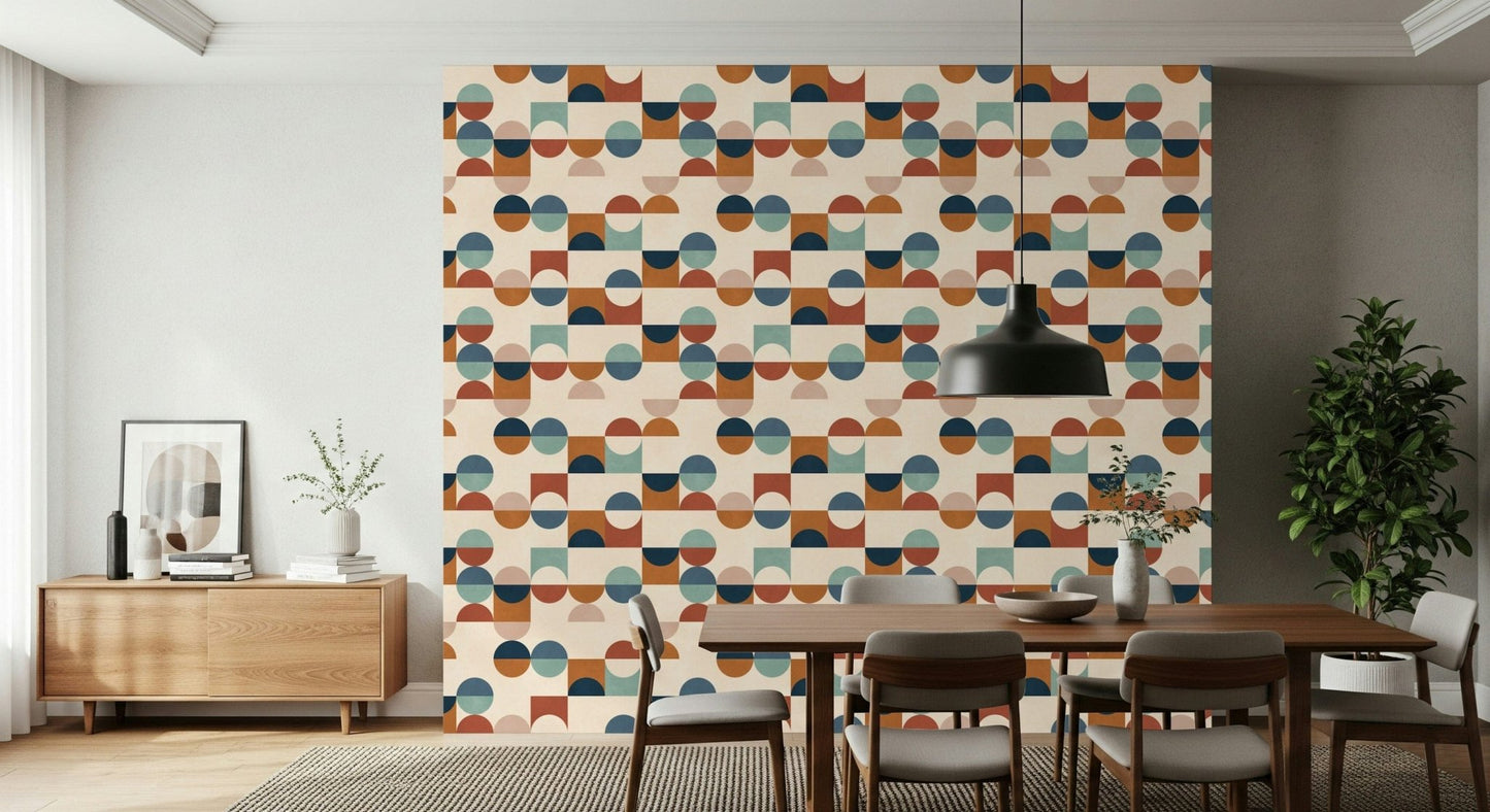 Seamless pattern Mod Blocks wallpaper for walls, contemporary style.