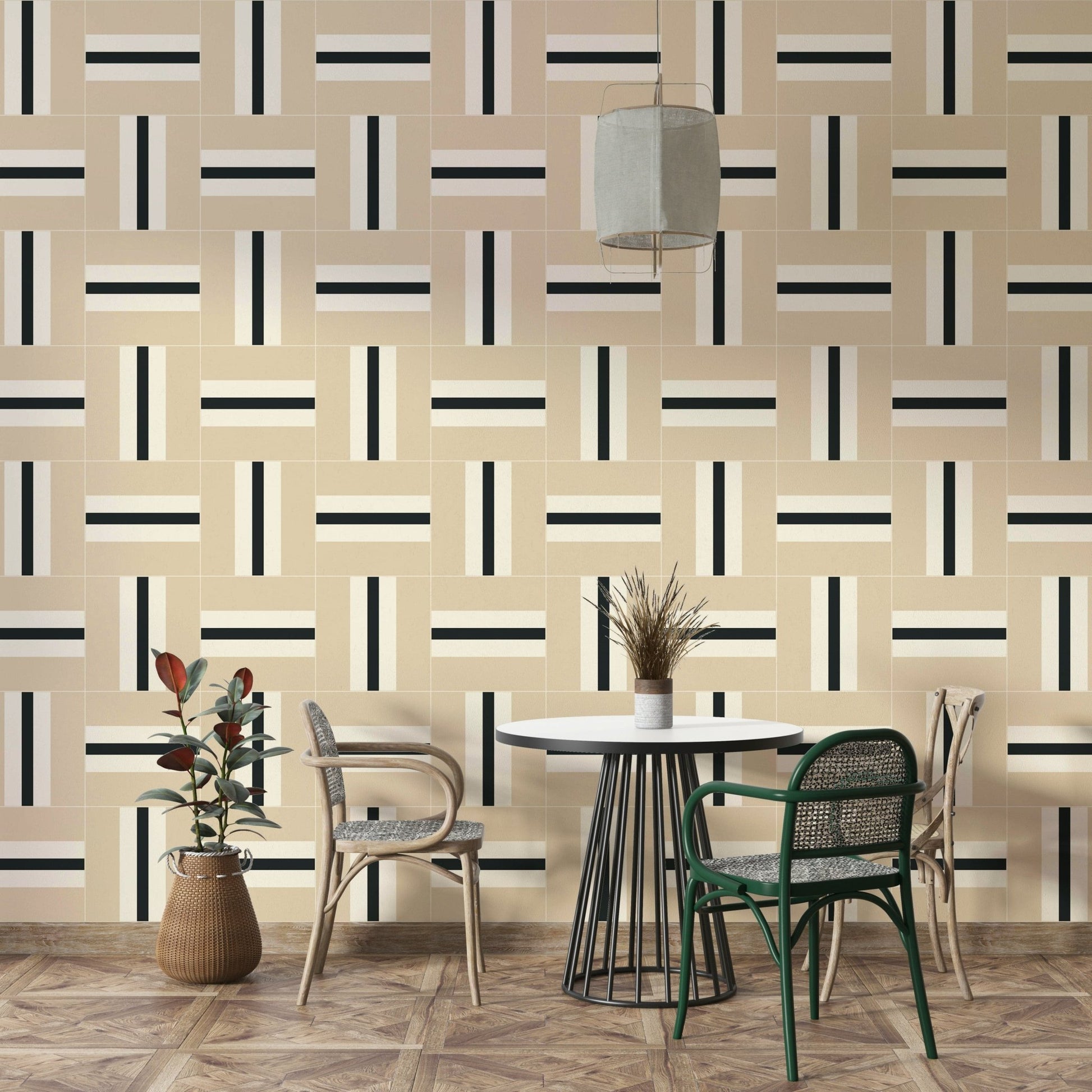 Calm cream and tan stripe wallpaper GD405

